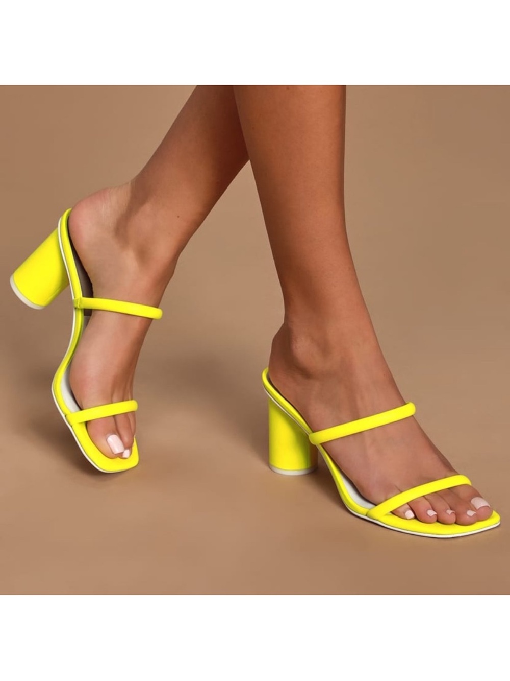 Dolce Vita Noles Double Strap Block Heel Sandal | Bright Neon Yellow | Sz 7